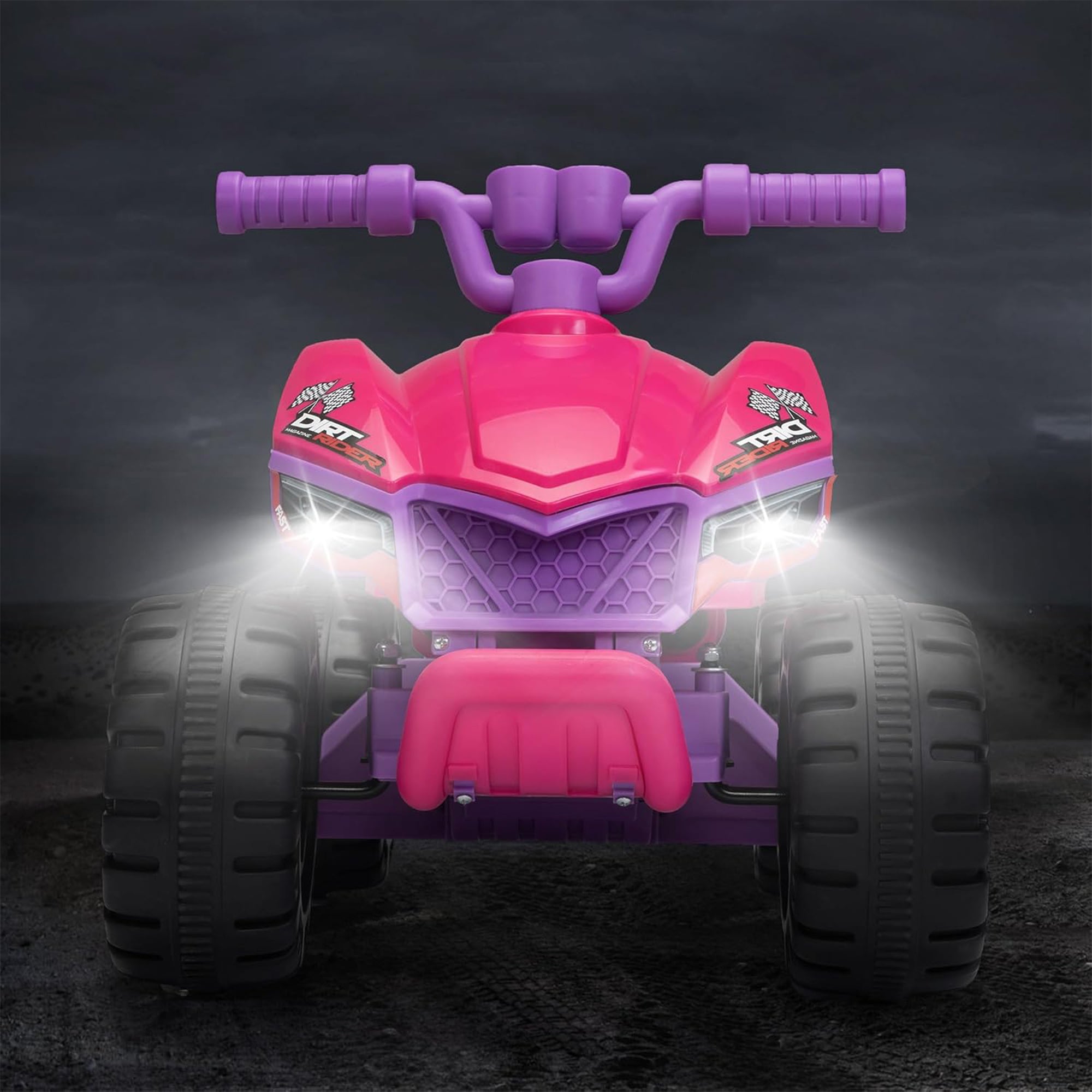 TOBBI Ride On 6 Volt ATV Car with Rear Mist Sprayer & LED Lights for Kids, Pink - VMInnovations