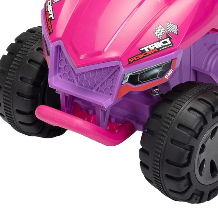 TOBBI Ride On 6 Volt ATV Car with Rear Mist Sprayer & LED Lights for Kids, Pink