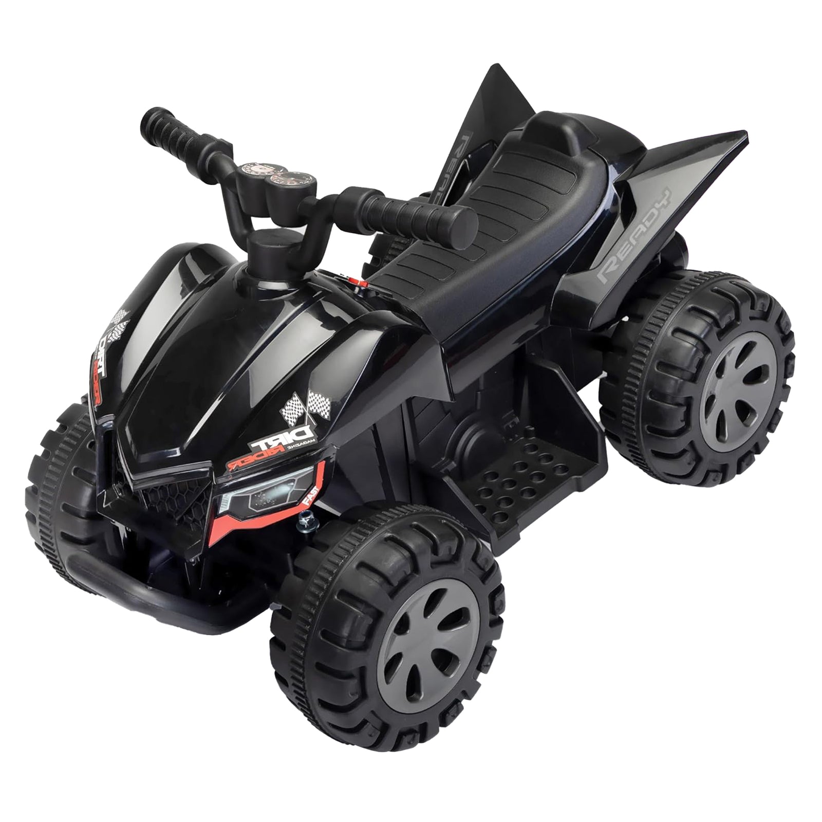 TOBBI Ride On 6 Volt ATV Car with Rear Mist Sprayer & LED Lights for Kids, Black - VMInnovations