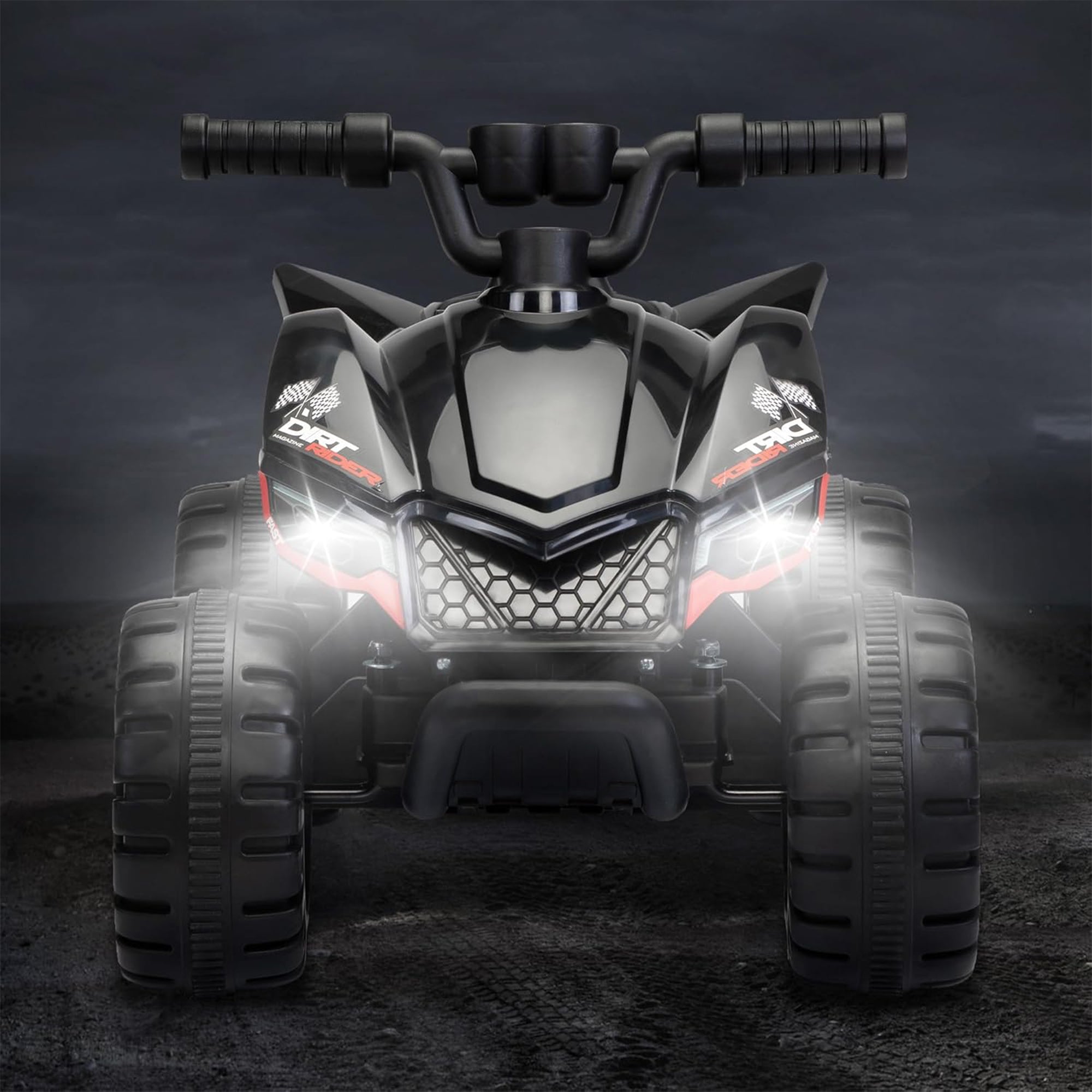TOBBI Ride On 6 Volt ATV Car with Rear Mist Sprayer & LED Lights for Kids, Black - VMInnovations