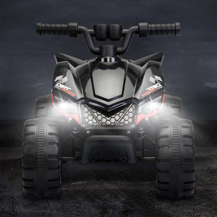 TOBBI Ride On 6 Volt ATV Car with Rear Mist Sprayer & LED Lights for Kids, Black