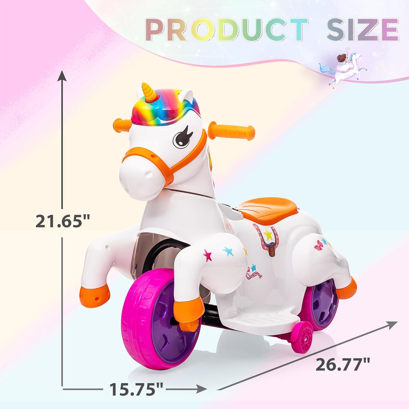 TOBBI Ride on Toy Toddler Riding Toys with Music Function Included, Rainbow - VMInnovations