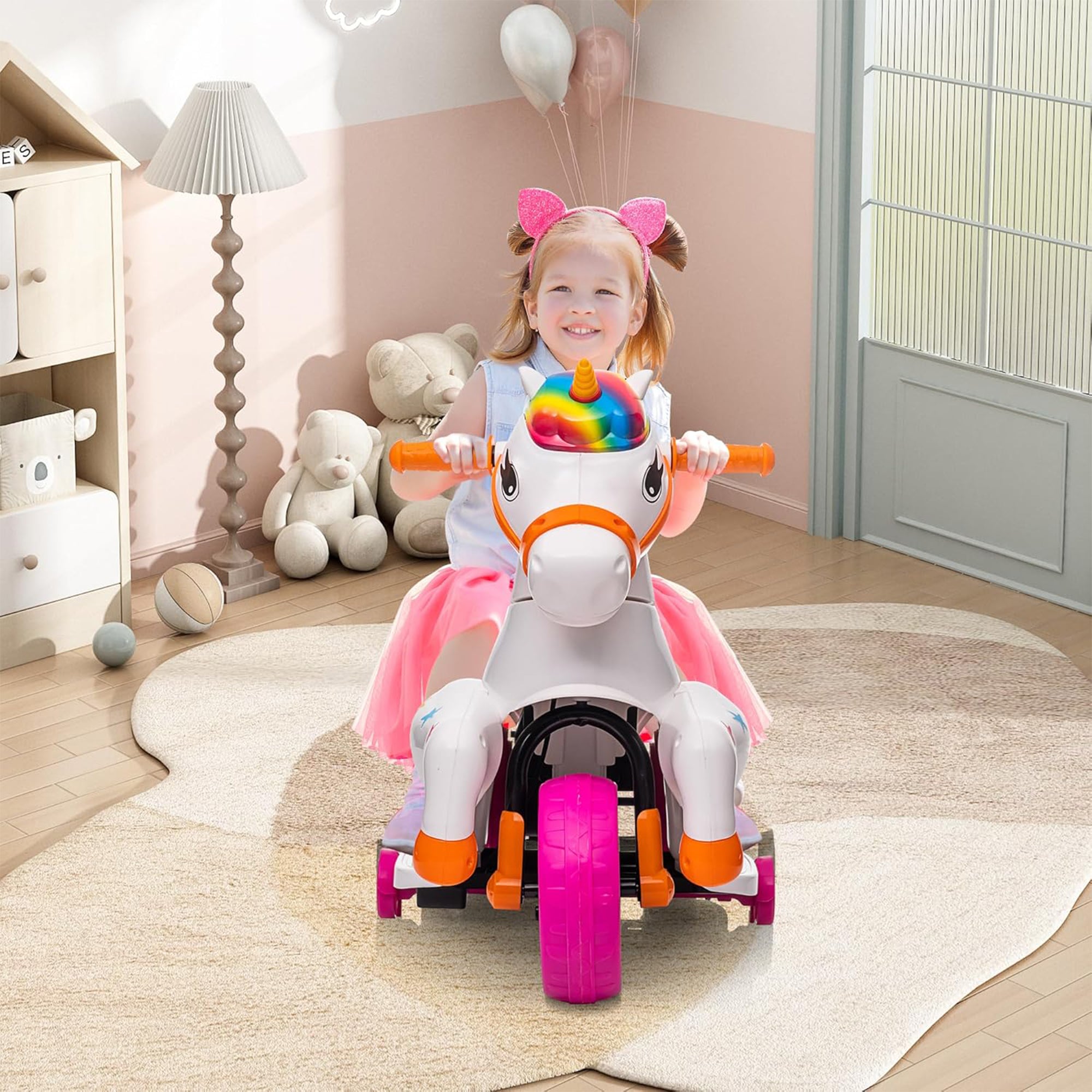 TOBBI Ride on Toy Toddler Riding Toys with Music Function Included, Rainbow - VMInnovations