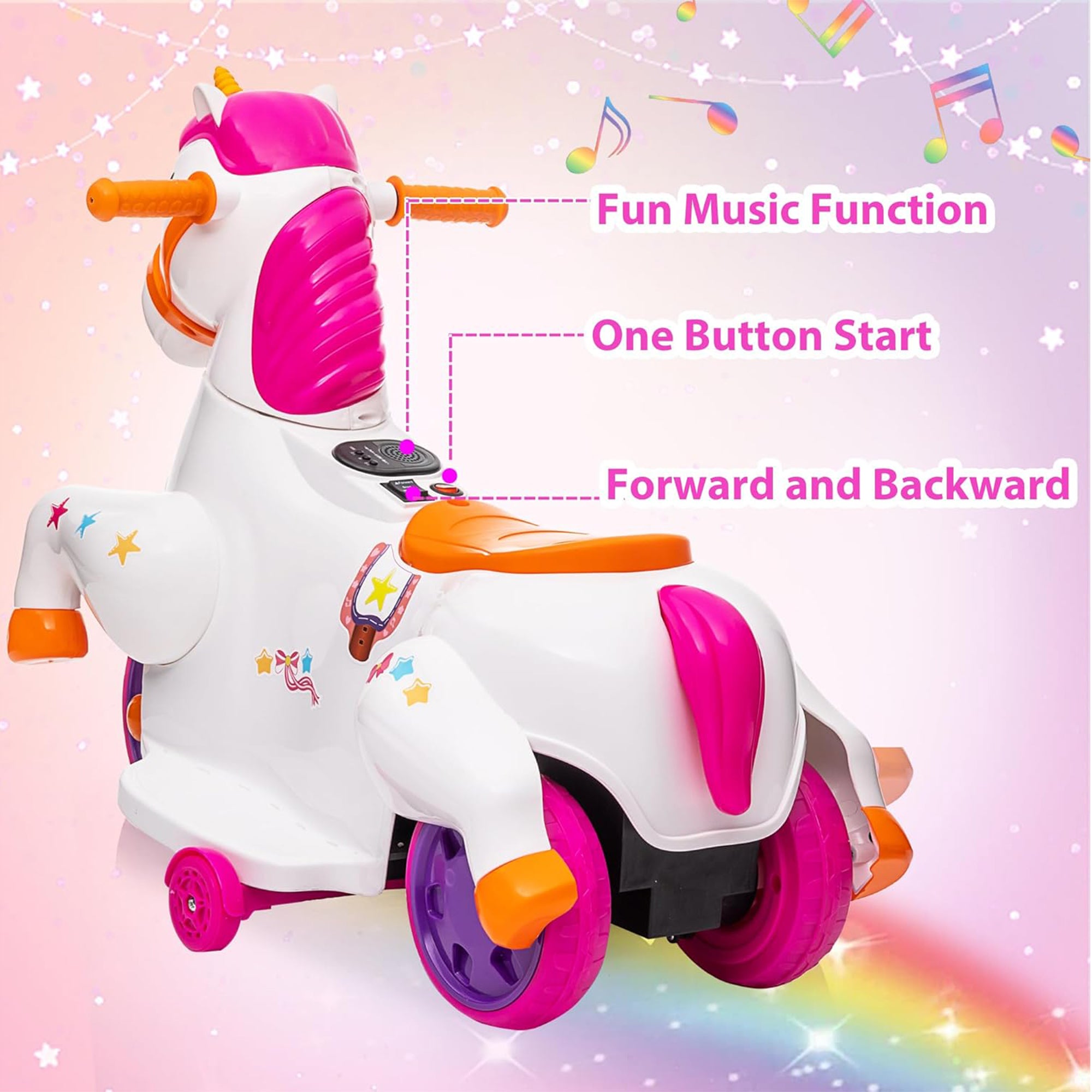TOBBI Ride on Toy Toddler Riding Toys with Music Function Included, Rose Red - VMInnovations