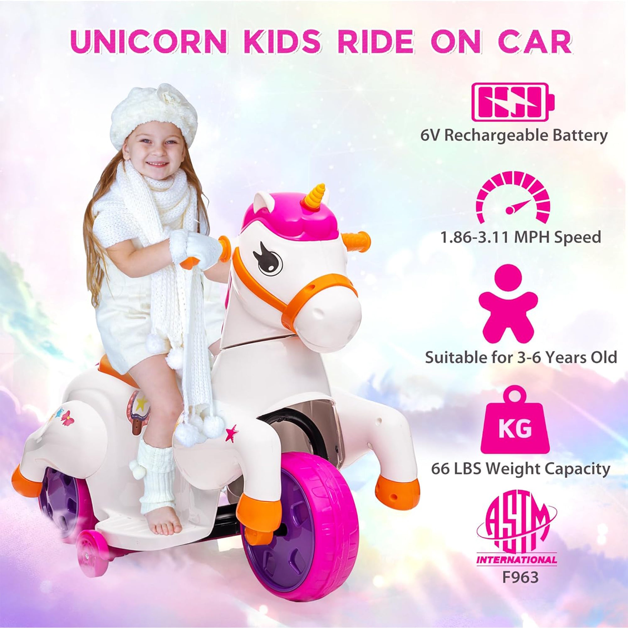 TOBBI Ride on Toy Toddler Riding Toys with Music Function Included, Rose Red - VMInnovations