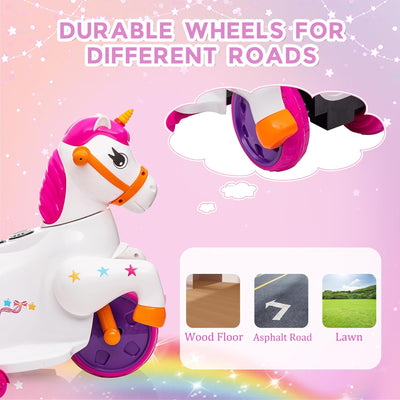 TOBBI Ride on Toy Toddler Riding Toys with Music Function Included, Rose Red - VMInnovations