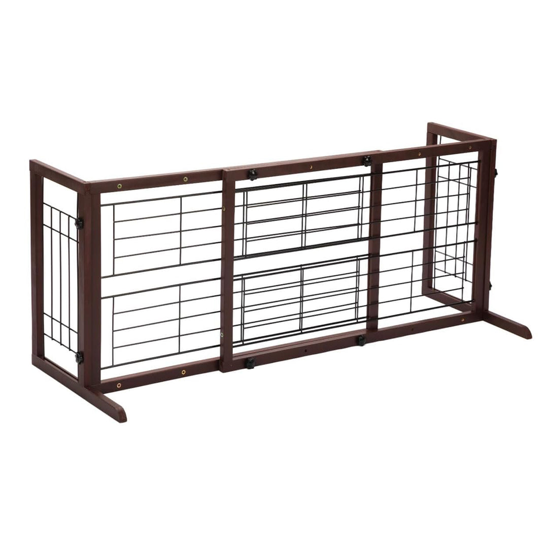 COZIWOW Freestanding Dog Gate Indoor with Side Panels for Stairs, 71 In, Brown