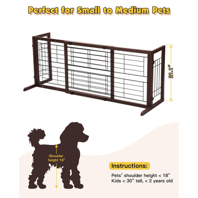 COZIWOW Freestanding Dog Gate Indoor with Side Panels for Stairs, 71 In, Brown - VMInnovations