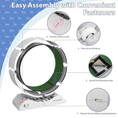 COZIWOW Lockable 31.5” Cat Exercise Wheel Treadmill with Removable Carpet, Grey - VMInnovations