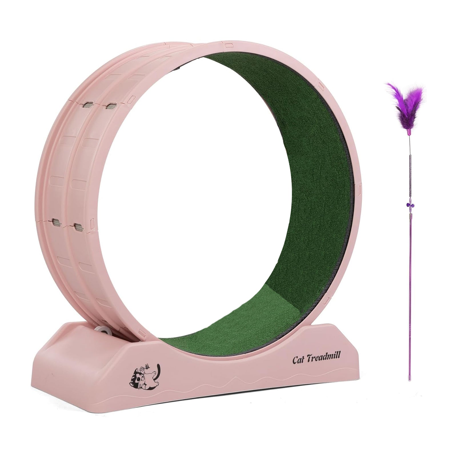 COZIWOW Lockable 31.5” Cat Exercise Wheel Treadmill with Removable Carpet, Pink - VMInnovations