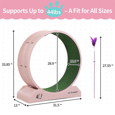 COZIWOW Lockable 31.5” Cat Exercise Wheel Treadmill with Removable Carpet, Pink - VMInnovations