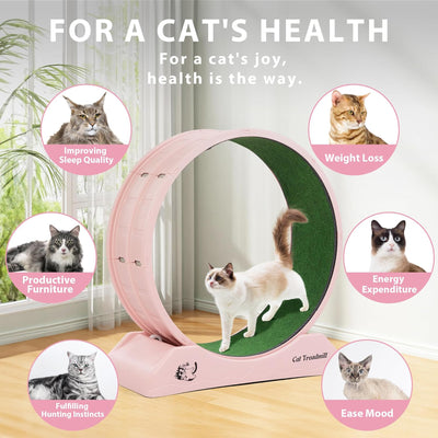 COZIWOW Lockable 31.5” Cat Exercise Wheel Treadmill with Removable Carpet, Pink - VMInnovations