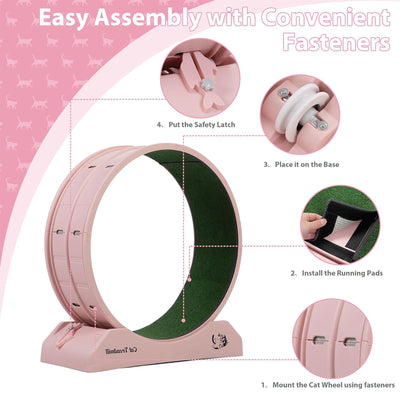 COZIWOW Lockable 31.5” Cat Exercise Wheel Treadmill with Removable Carpet, Pink - VMInnovations