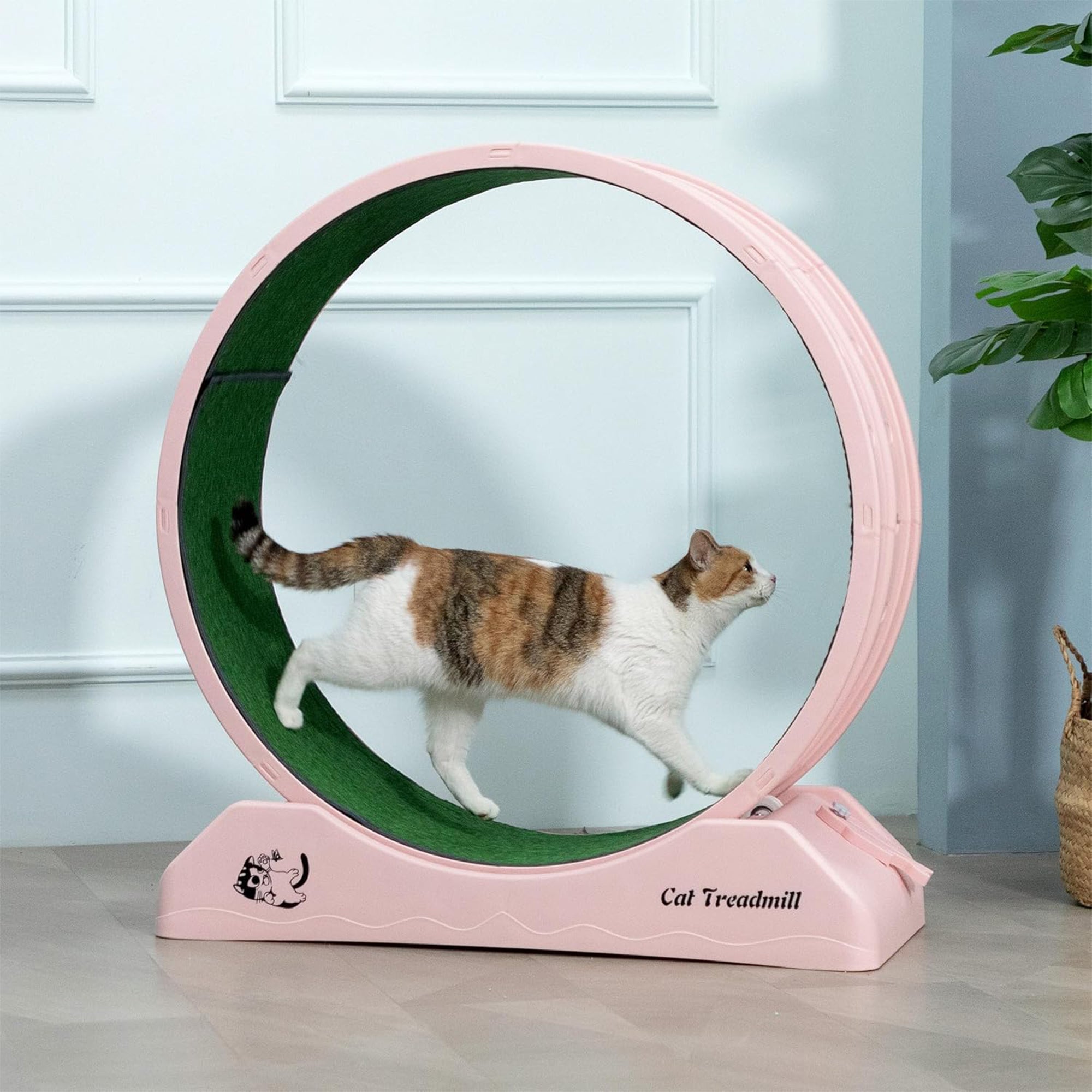 COZIWOW Lockable 31.5” Cat Exercise Wheel Treadmill with Removable Carpet, Pink - VMInnovations