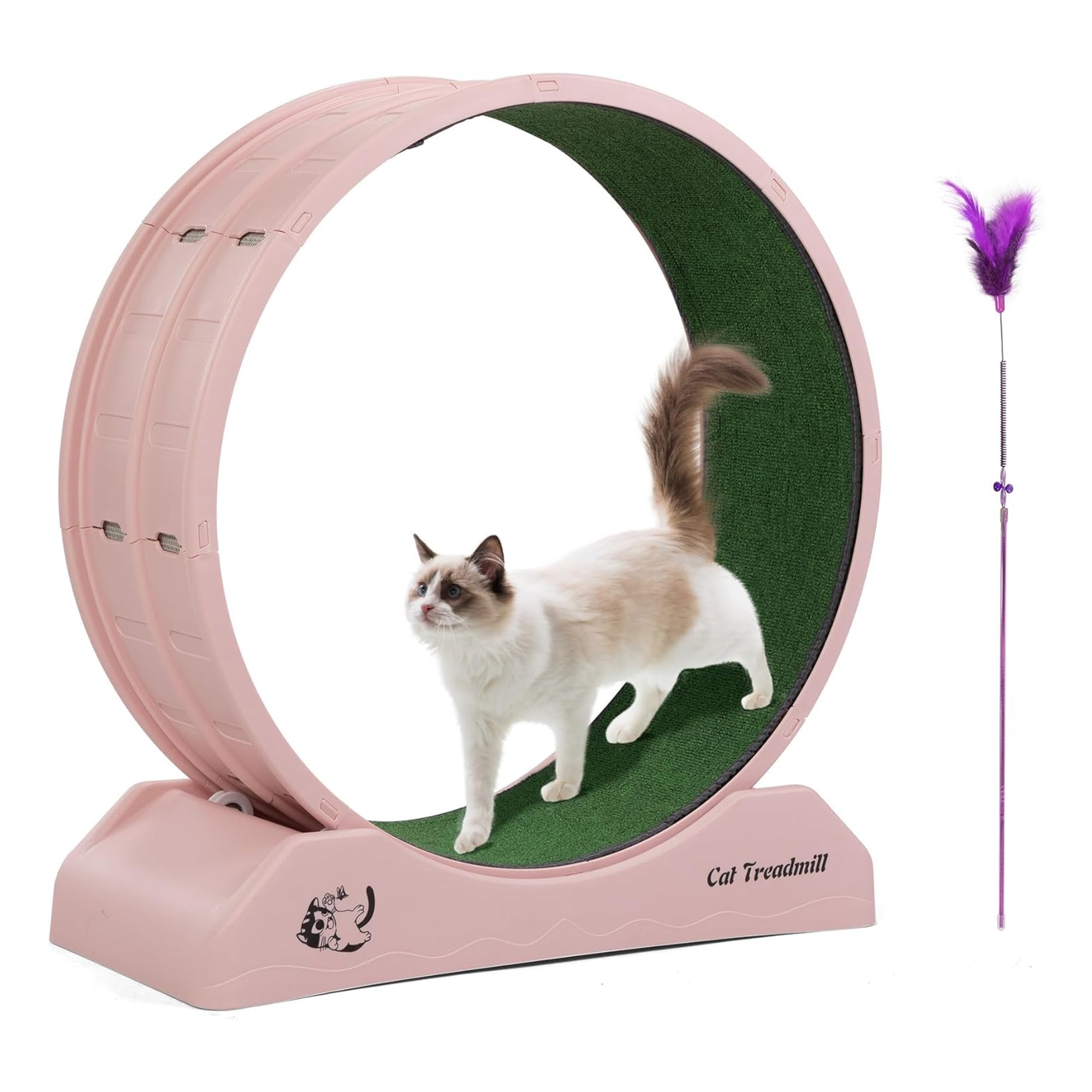 COZIWOW Lockable 31.5” Cat Exercise Wheel Treadmill with Removable Carpet, Pink - VMInnovations