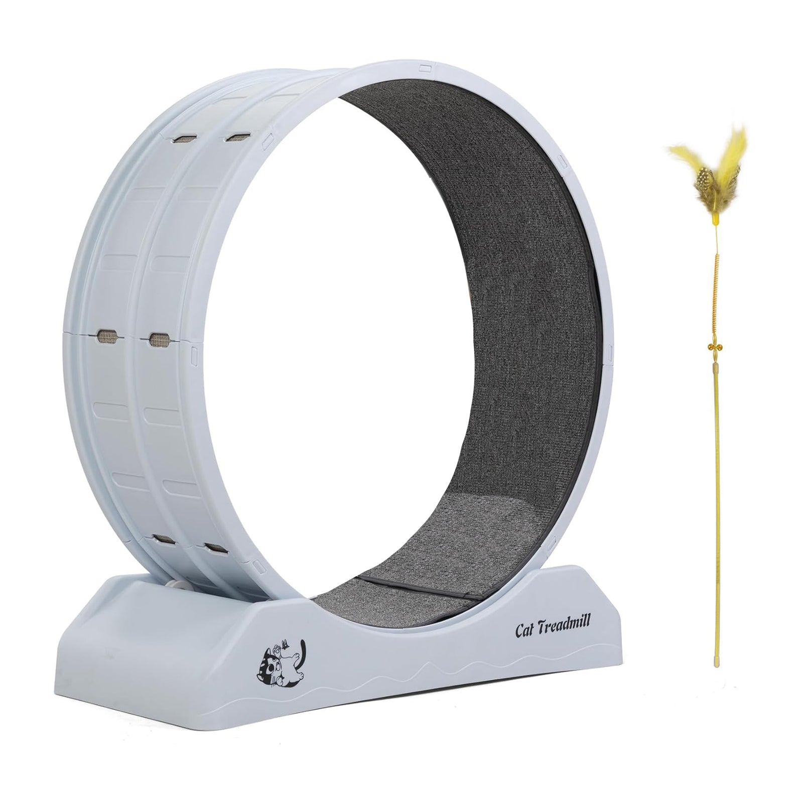 COZIWOW 31.5” Lockable Cat Exercise Wheel with Removable Carpet, Light Grey - VMInnovations