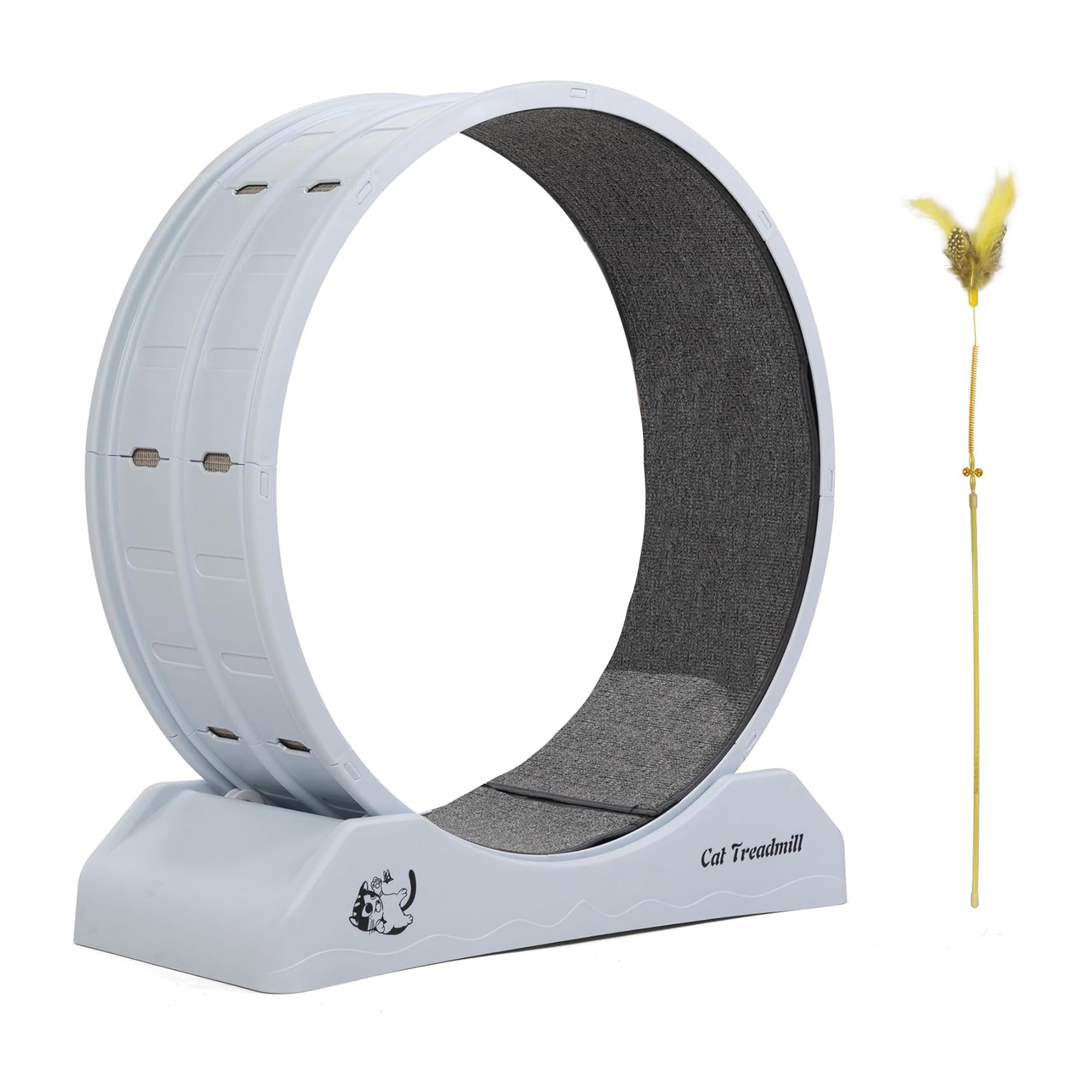 COZIWOW 31.5” Lockable Cat Exercise Wheel with Removable Carpet, Light Grey - VMInnovations