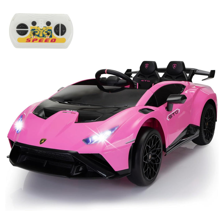 TOBBI 24 Volt Lamborghini Electric Car Toy with Remote Control Included, Pink