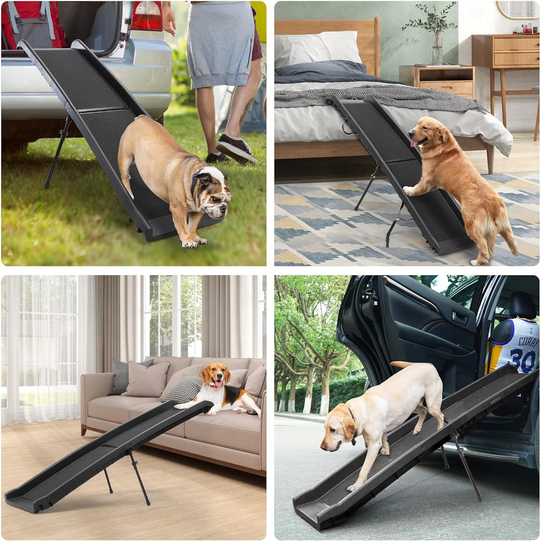 COZIWOW Portable Folding Dog Ramp with Non Skid Surface Steps, 62 Inches, Black