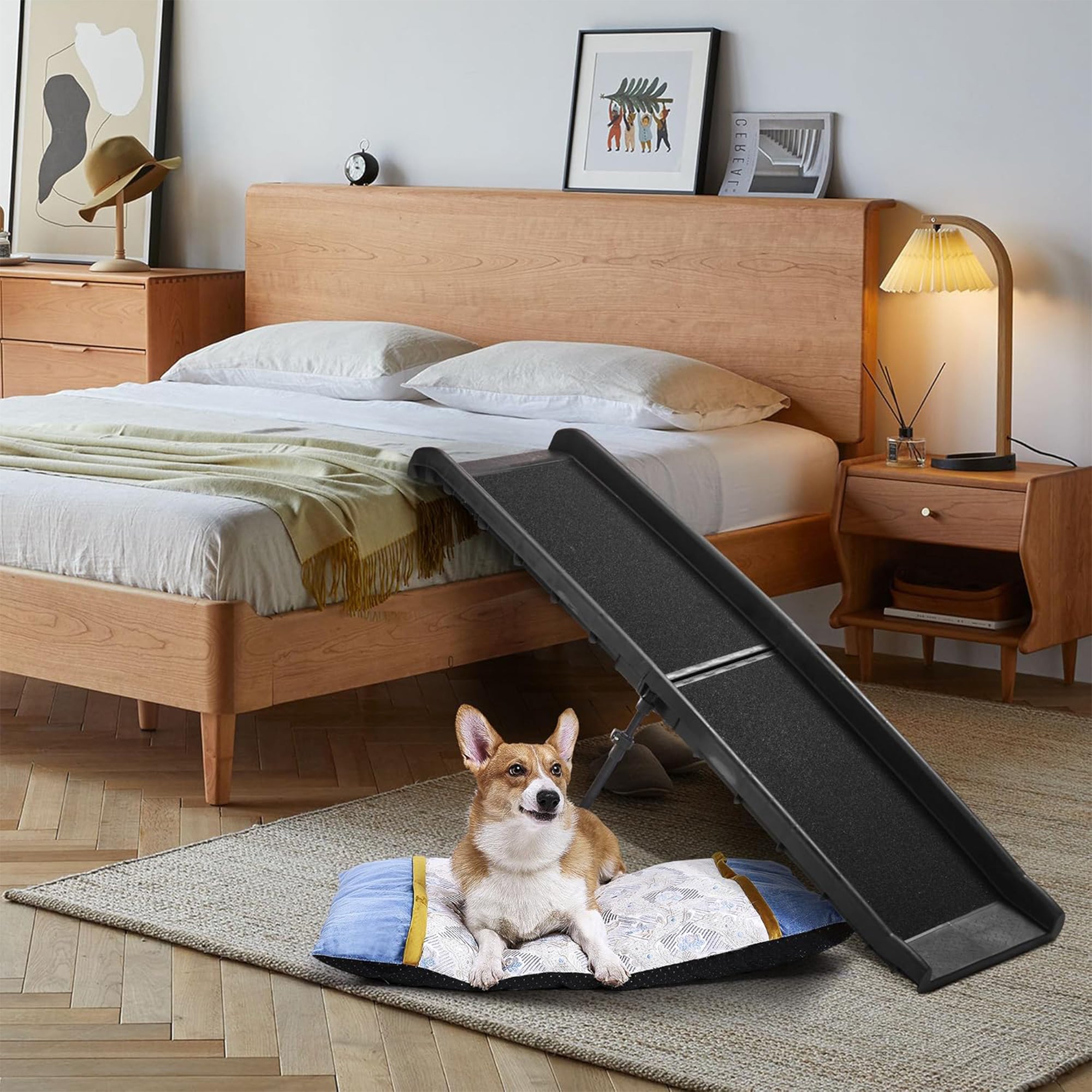 COZIWOW Portable Folding Dog Ramp with Non Skid Surface Steps, 62 Inches, Black (Used)