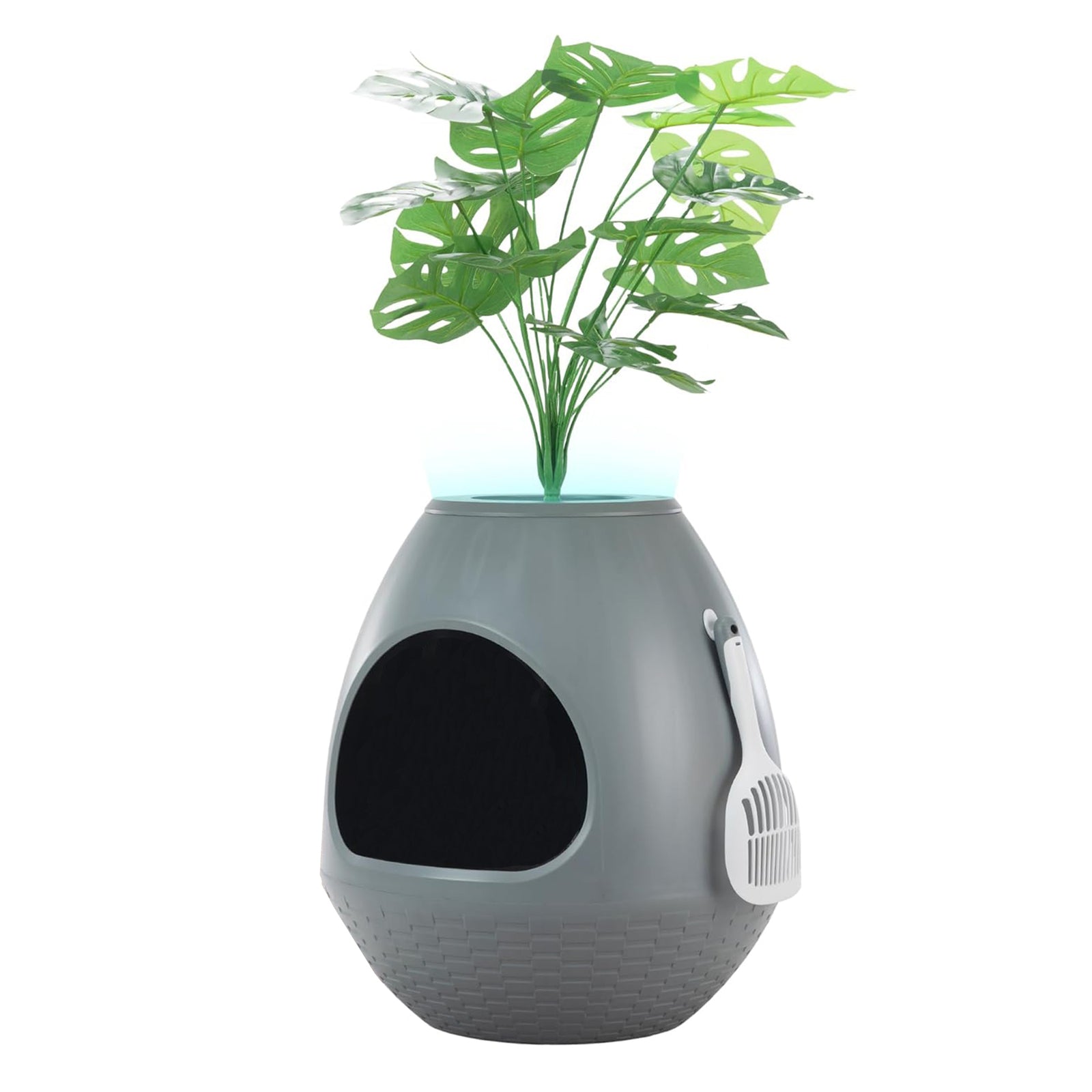 COZIWOW Eggloa6 Extra Large Hidden Plant Cat Litter Box with Odor Control, Grey - VMInnovations