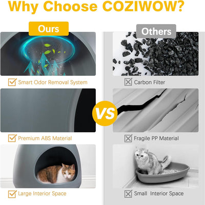 COZIWOW Eggloa6 Extra Large Hidden Plant Cat Litter Box with Odor Control, Grey - VMInnovations