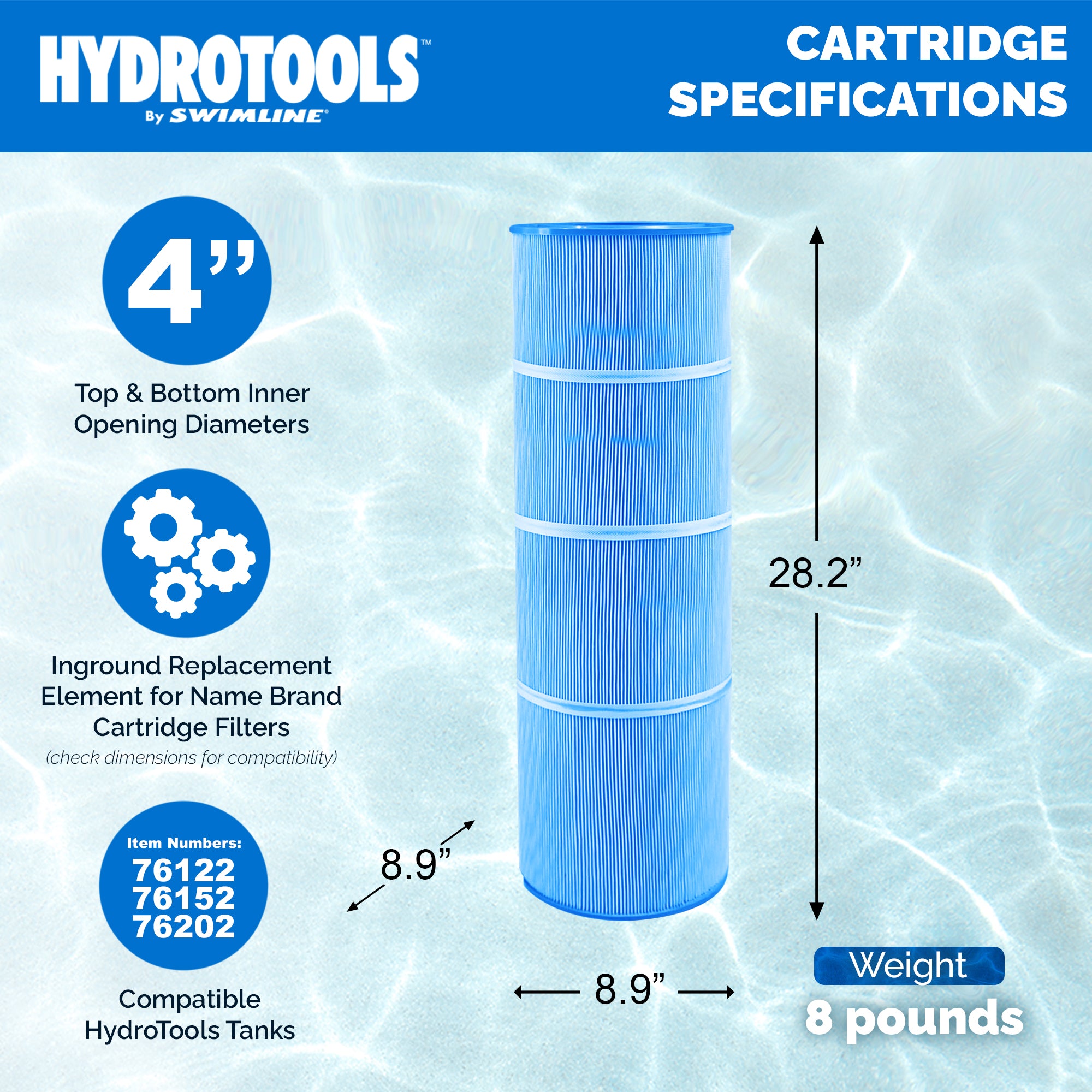 Swimline HydroTools 50 Micron Easy Clean Cartridge Pool Spa Filter (Open Box)