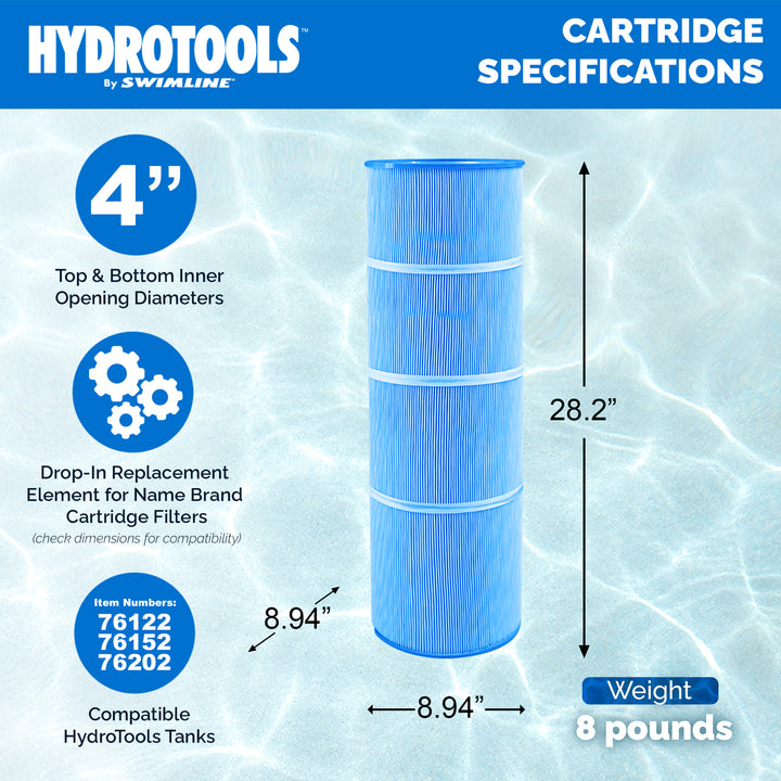 Swimline HYDROTOOLS Ultra Pool Replacement Cartridge Filter, 200 Sq. Ft., Blue