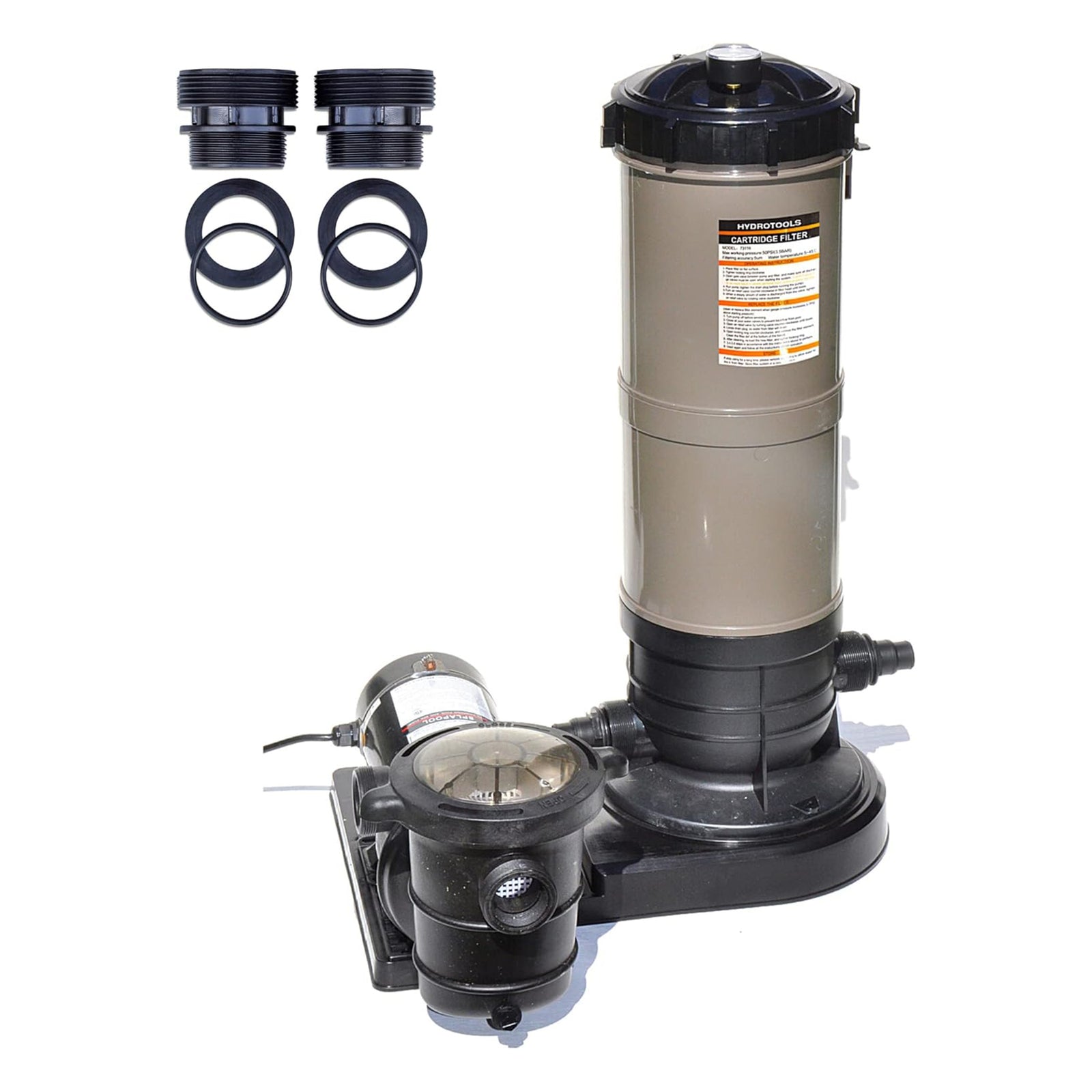 Swimline HYDROTOOLS 40 Sq Ft Cartridge Pool Filter System with Connection Kit - VMInnovations