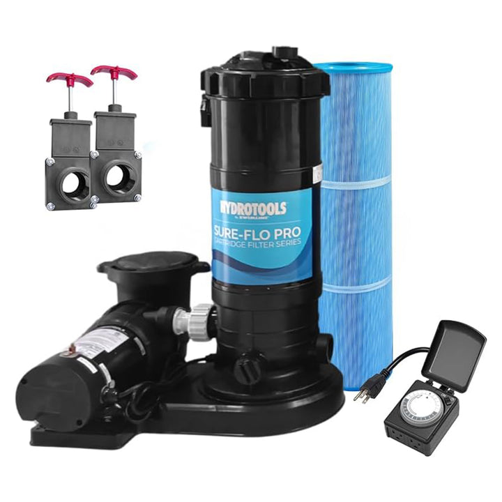 Swimline HYDROTOOLS 90 Sq Ft 1 HP 2 Speed Sure-Flo Pool Cartridge Filter Pump