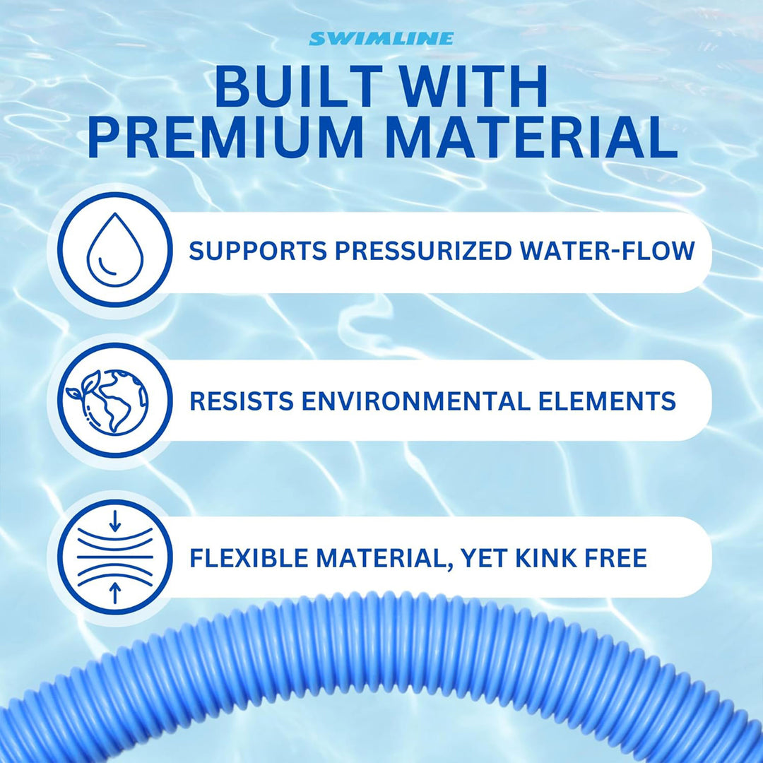 Swimline HydroTools 45’ Premium Spiral Wound Pool Vacuum Hose with Swivel Cuff