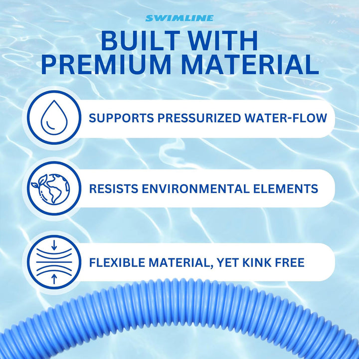 Swimline HydroTools 45’ Premium Spiral Wound Pool Vacuum Hose with Swivel Cuff