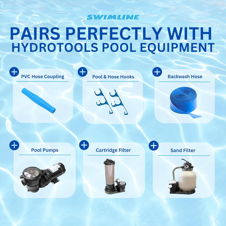 Swimline HydroTools 45’ Premium Spiral Wound Pool Vacuum Hose with Swivel Cuff