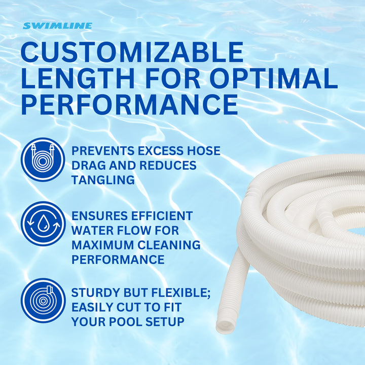 Swimline Hydrotools Standard Inground Swimming Pool Vacuum Hose, 1.5" x 150'