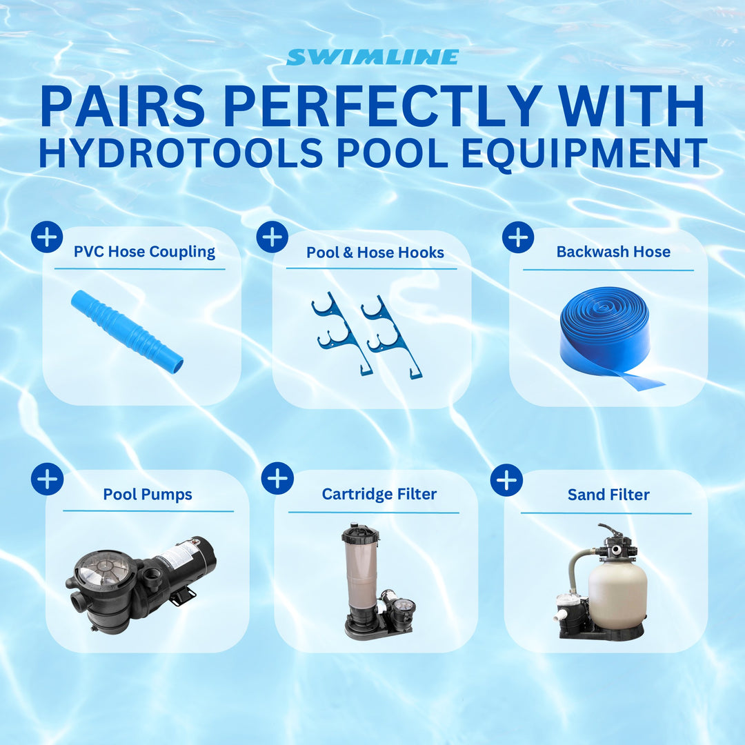 Swimline Hydrotools Standard Inground Swimming Pool Vacuum Hose, 1.5" x 150'