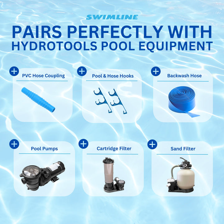 Swimline Hydrotools Standard Inground Swimming Pool Vacuum Hose, 1.5" x 150' - VMInnovations