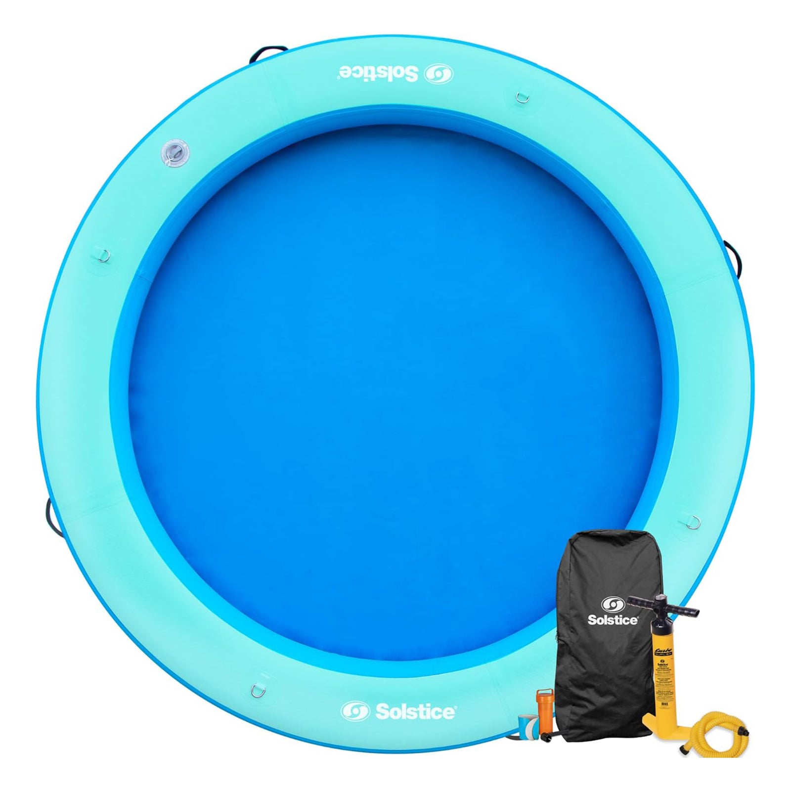 SOLSTICE Circular Inflatable Mesh Dock Platform for Lake Boat Pool Ocean, 8' - VMInnovations