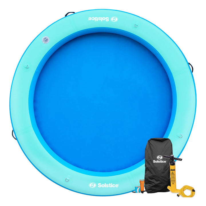 SOLSTICE Circular Inflatable Mesh Dock Platform for Lake Boat Pool Ocean, 8'