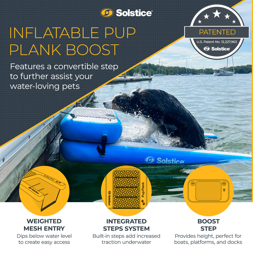 Solstice Original Inflatable Pup Plank Dog Float Floating Ramp Ladder for Pools