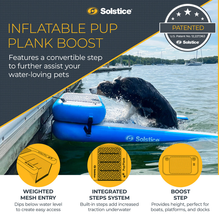Solstice Original Inflatable Pup Plank Dog Float Floating Ramp Ladder for Pools