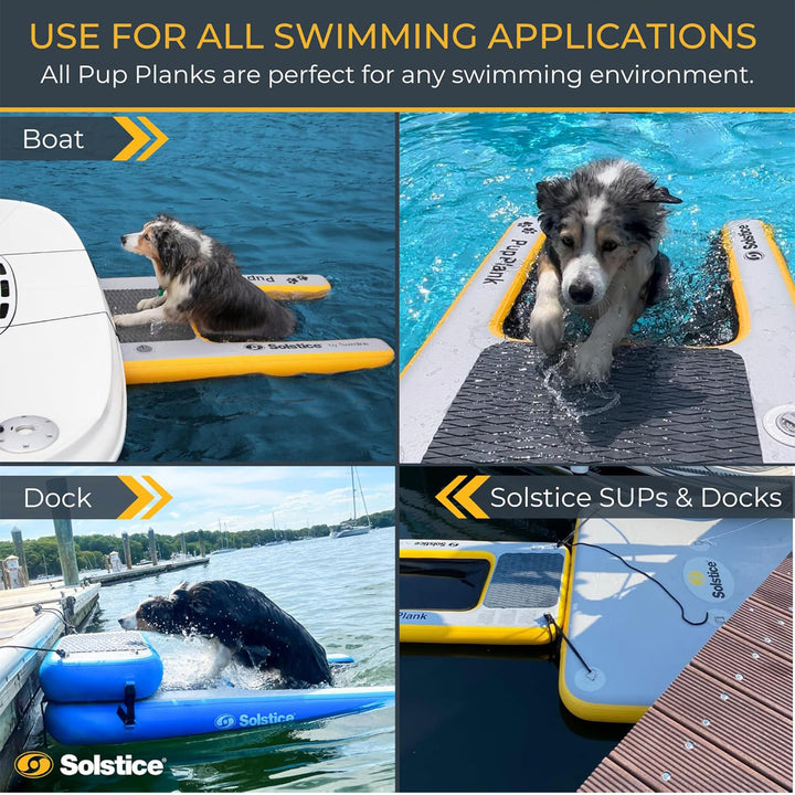 Solstice Original Inflatable Pup Plank Dog Float Floating Ramp Ladder for Pools