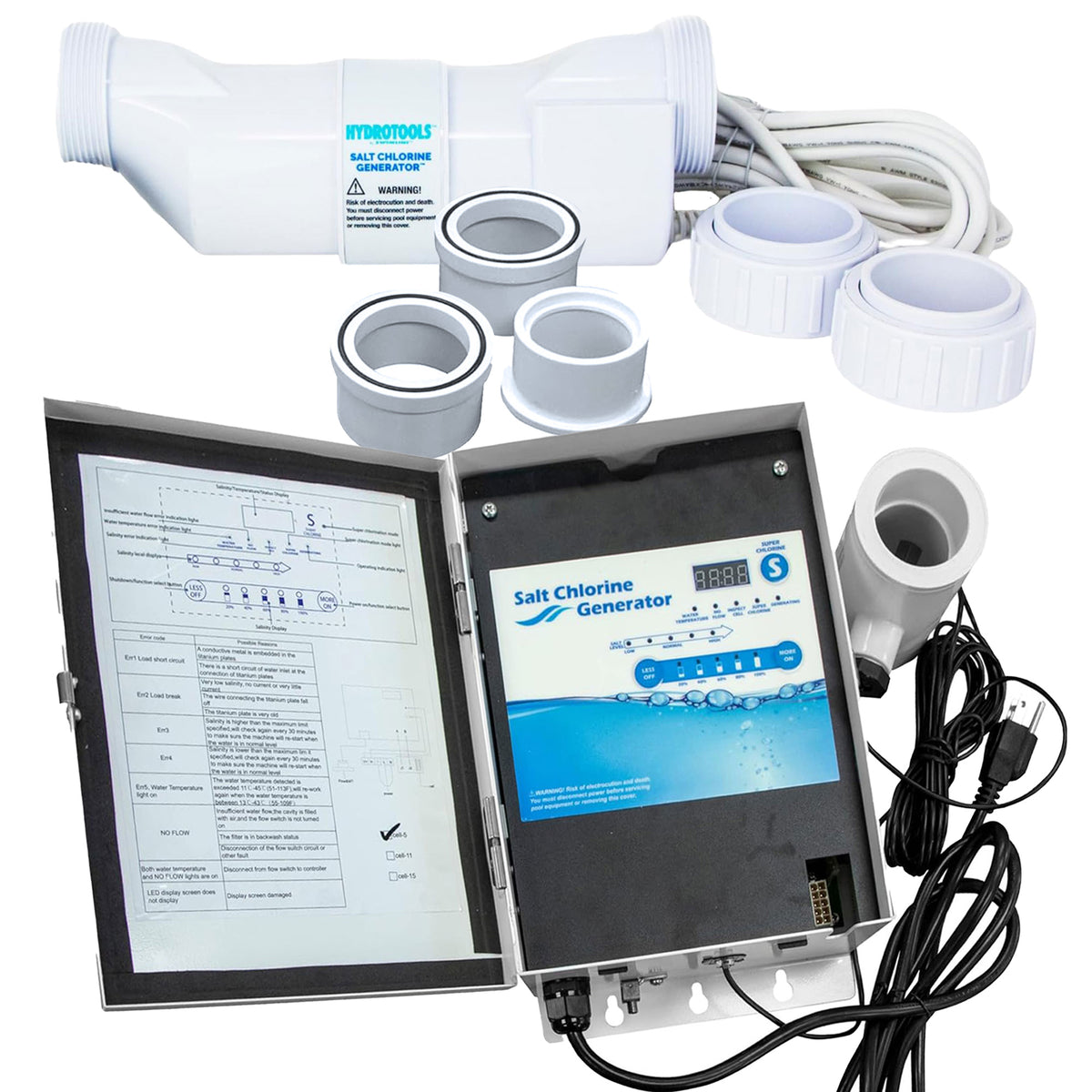 Swimline 87615 Salt Water Chlorine Generator System, 15K Gal Pools (Open Box) - VMInnovations
