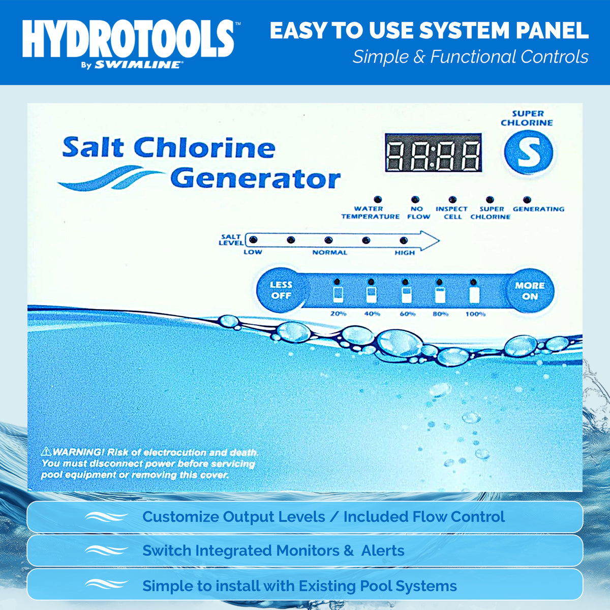 Swimline 87615 Salt Water Chlorine Generator System, 15K Gal Pools (Open Box) - VMInnovations