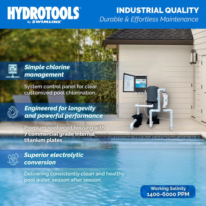 Swimline 87615 Salt Water Chlorine Generator System, 15K Gallon Swimming Pools