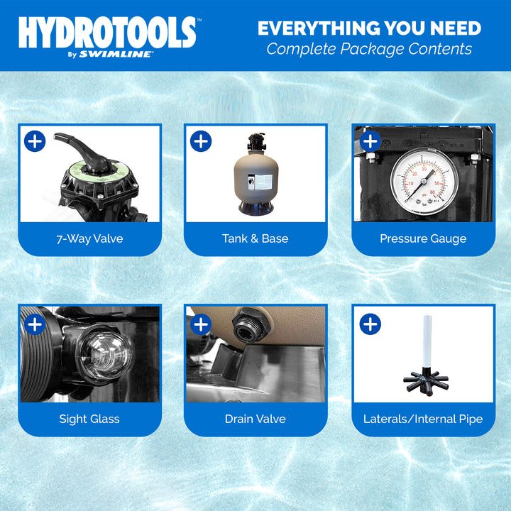 HYDROTOOLS by Swimline 19" Sand Filter Combo w/ Stand, 175lb Capacity (Open Box)