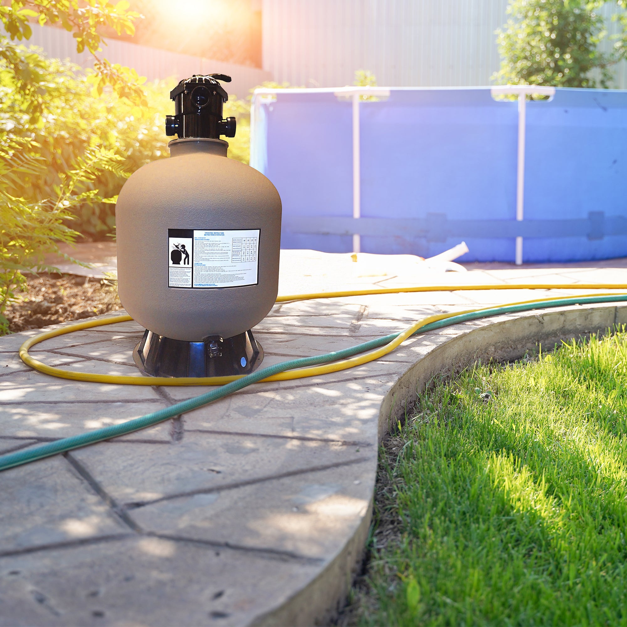 HYDROTOOLS by Swimline 19 Inch Sand Filter Combo w/ Stand, 175 lbs Cap(For Parts