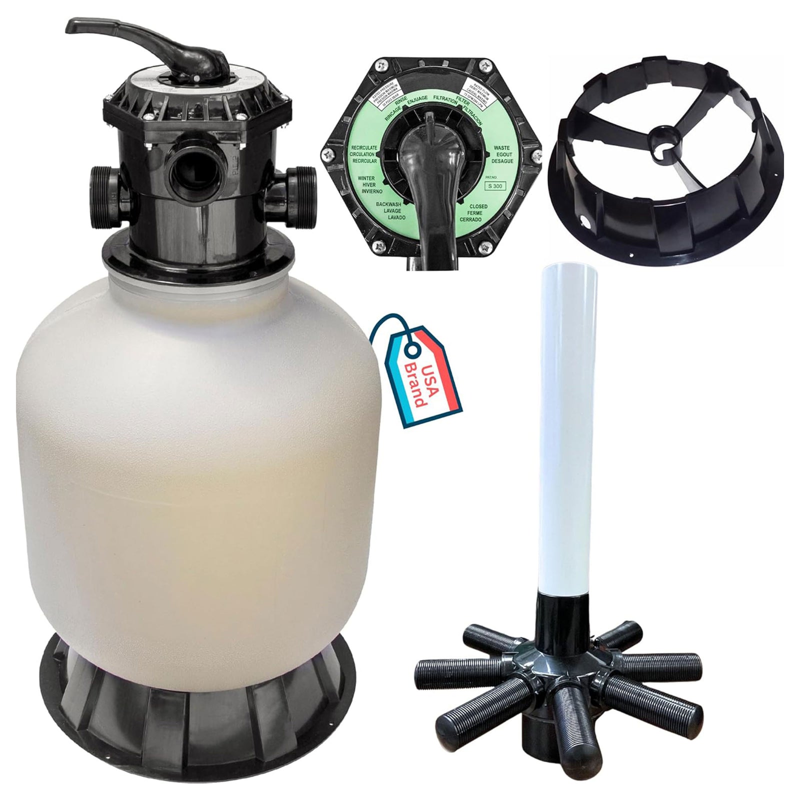 Swimline Hydrotools 24 Inch Sand Filter Combo Set for Pools, 300lb Sand Capacity - VMInnovations