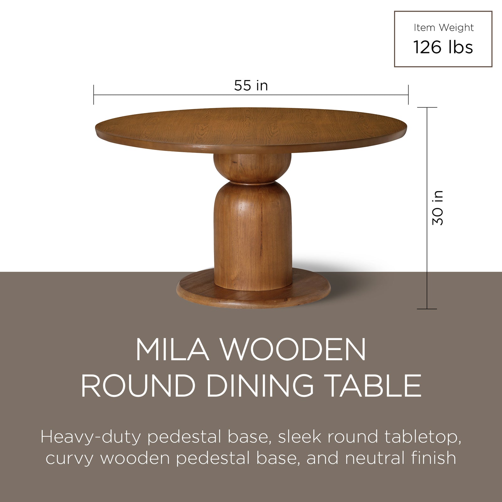 Maven Lane Mila Table and 6 Gia Chair Contemporary Dining Set, Refined Brown - VMInnovations