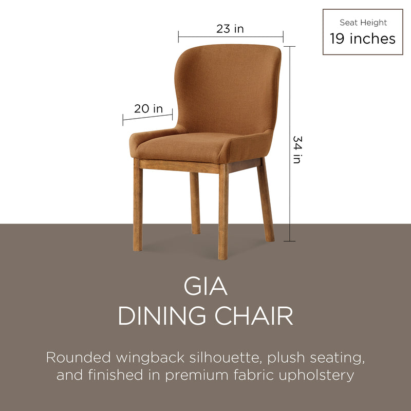 Maven Lane Mila Table and 6 Gia Chair Contemporary Dining Set, Refined Brown