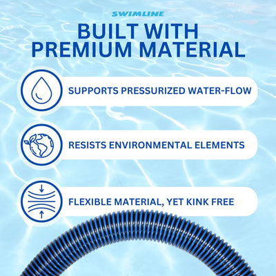 Swimline HydroTools 25’ Premium Spiral Wound Pool Vacuum Hose with Swivel Cuff - VMInnovations